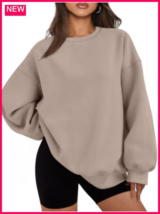 Tops - EFAN Womens Oversized Sweatshirt Crewneck Fleece Lined Pullover Top